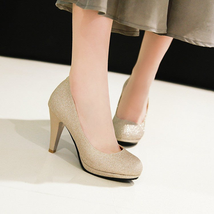 Women'sWomen's Glitter Platform Pumps High Heels Wedding Shoes