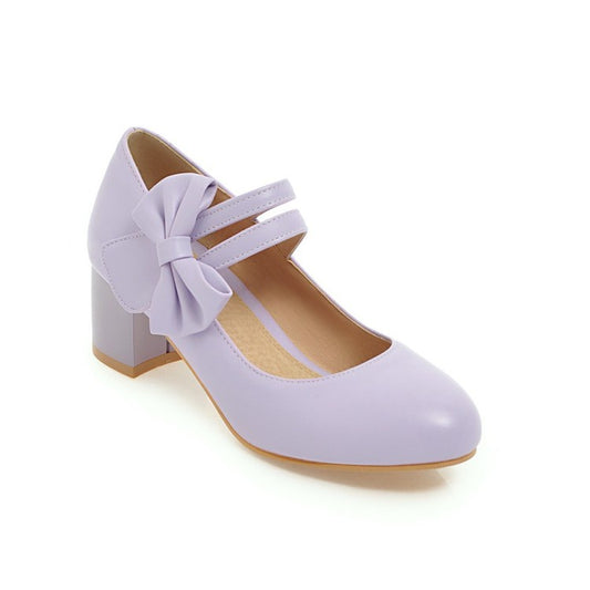 Women's Mary Jane Bowtie Pumps High Heeled Shoes