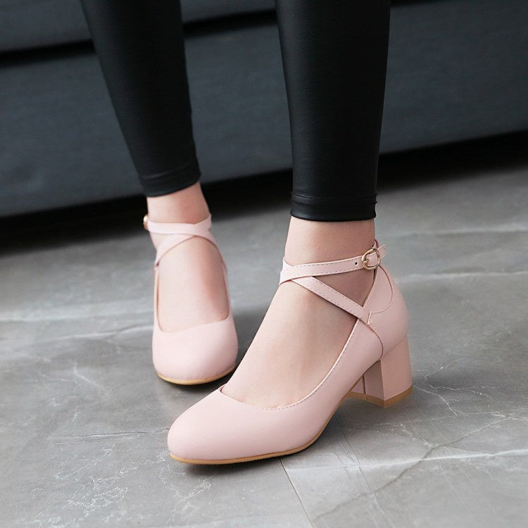 Women's Ankle Strap Pumps High Heeled Shoes