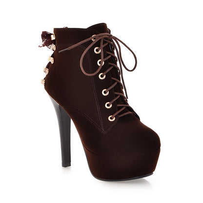 Lace Up High Heel Lace-up Women's Platform Boots Boots Shoes