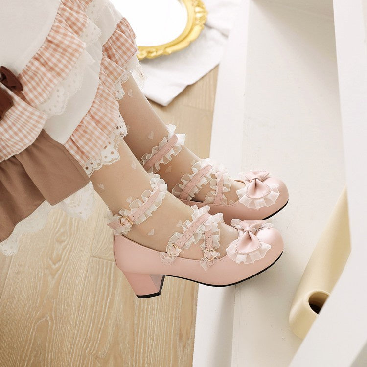 Women's Lace Mary Jane Pumps High Heels