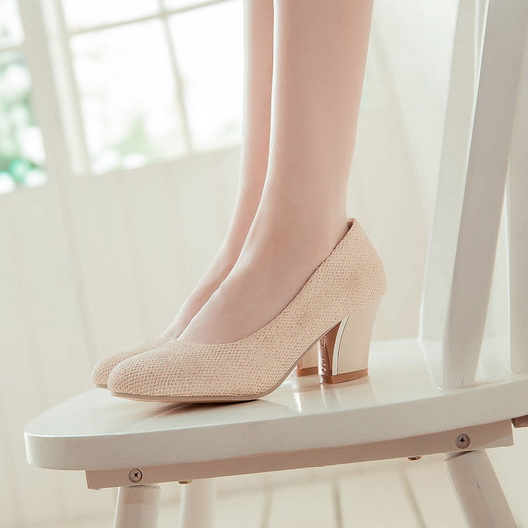 Women's Pointed Toe Chunky Heels Pumps