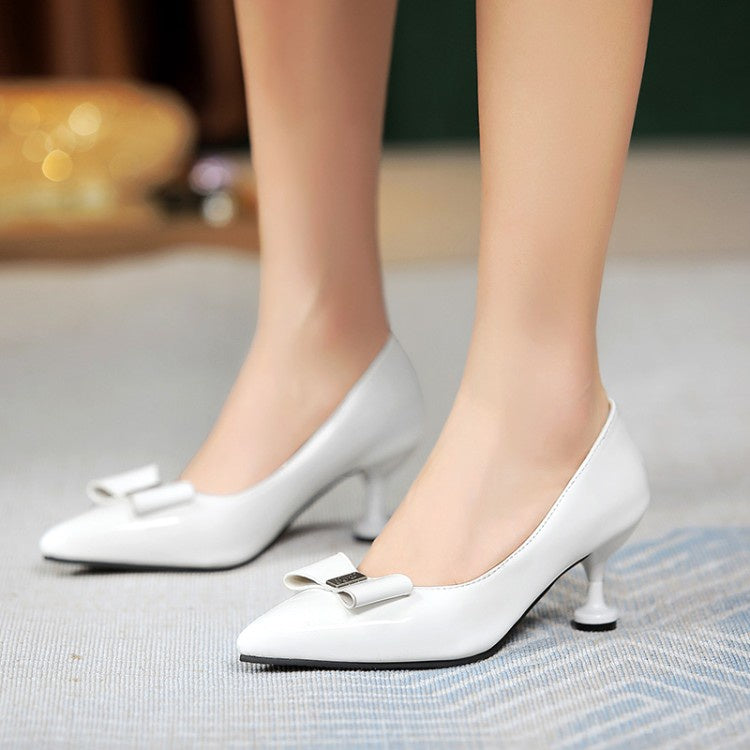 Women's Pointed Toe Bow High Heel Pumps
