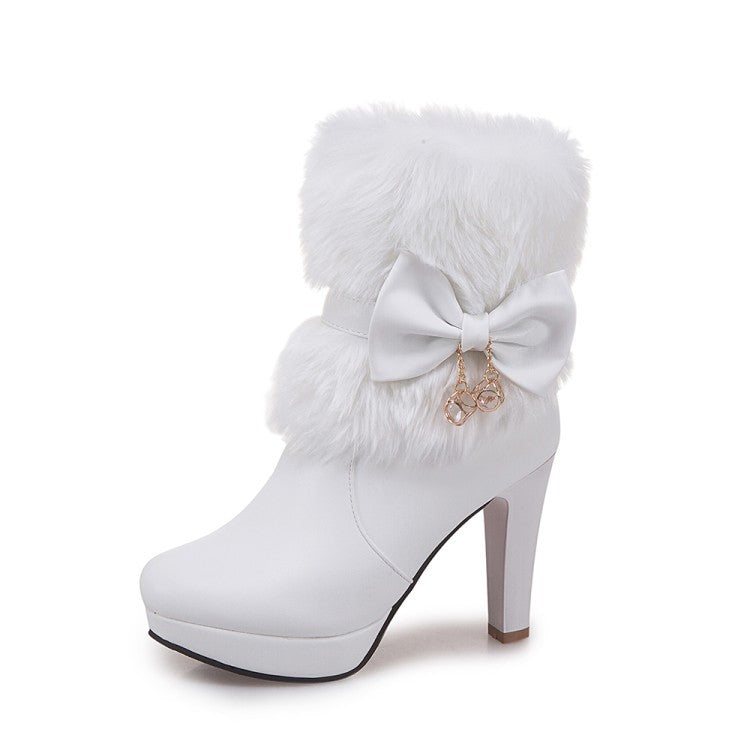 Women Shoes Thick Heel High Heel Warm Winter Platform Short Boots