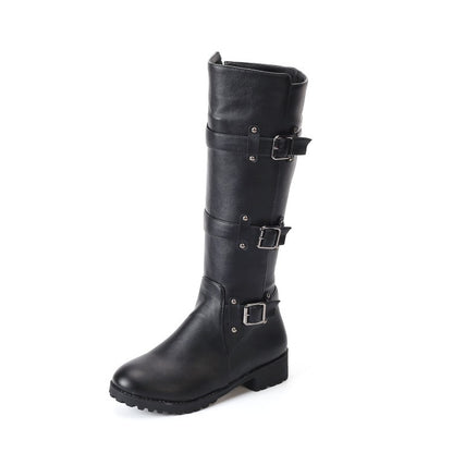 Women's Buckle High Heel Knee High Boots