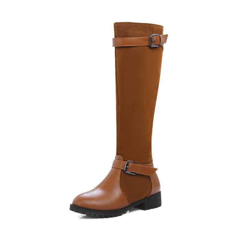 Women's Low Heeled Buckle Riding Boots