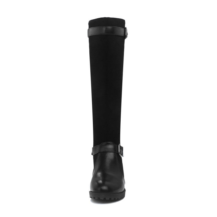 Women's Low Heeled Buckle Riding Boots