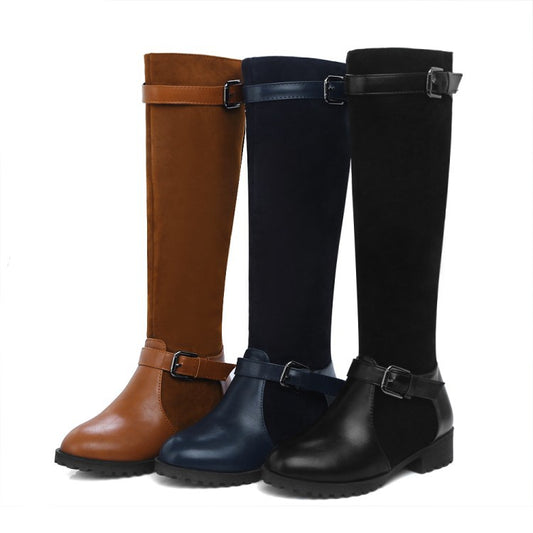 Women's Low Heeled Buckle Riding Boots