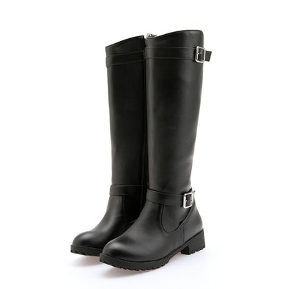 Women's Buckle Belt Knee High Boots