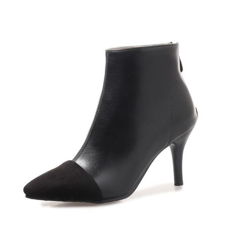 Pointed Toe Pu Leather Suede Women's High Heeled Stiletto Ankle Boots
