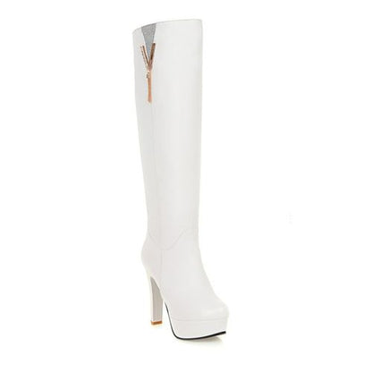 Women Tassel High Heels Platform Knee High Boots