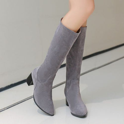 Pointed Toe Zipper Women High Heel Knee High Boots