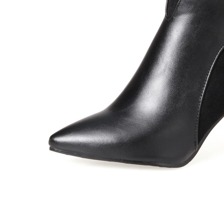 Pointed Toe Autumn Winter Thin Heel High Heel Bow Ankle Boots Knot Women's Motorcycle Boots Shoes