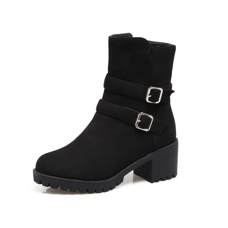 Women's Ankle Boots Buckle Buckle Side Zip Low-sleeve Short Boots Shoes