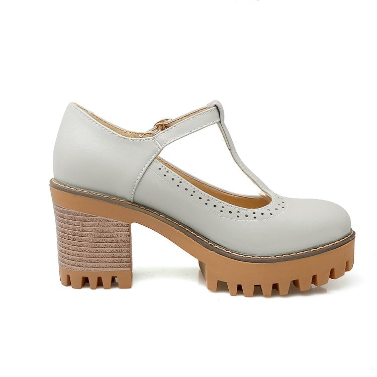 Bow Platform Medium Chunky Heel Shoes for Woman 7815