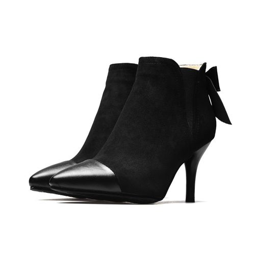 Pointed Toe Bowtie Women's High Heeled Ankle Boots