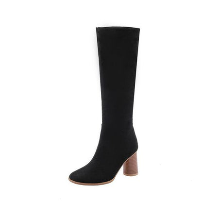 Women Suede High Heels Knee High Boots