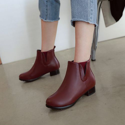 Women Low Heels Short Chelsea Boots