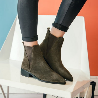 Autumn Winter Chelsea Boots Leisure Low Heel Ankle Boots Women's Shoes