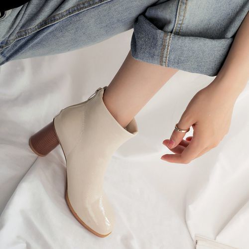 Women Zipper High Heels Short Boots