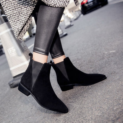 Autumn Winter Chelsea Boots Leisure Low Heel Ankle Boots Women's Shoes