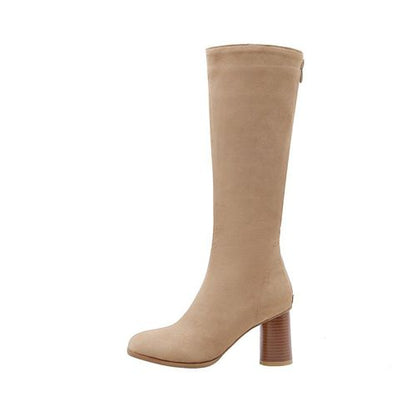 Women Suede High Heels Knee High Boots