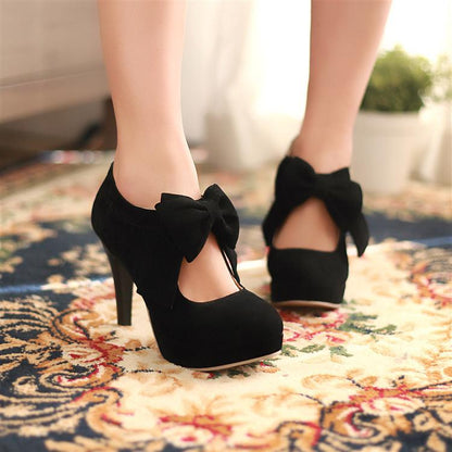 Sweet Bow Tie High Heeled Shoes for Women 9310