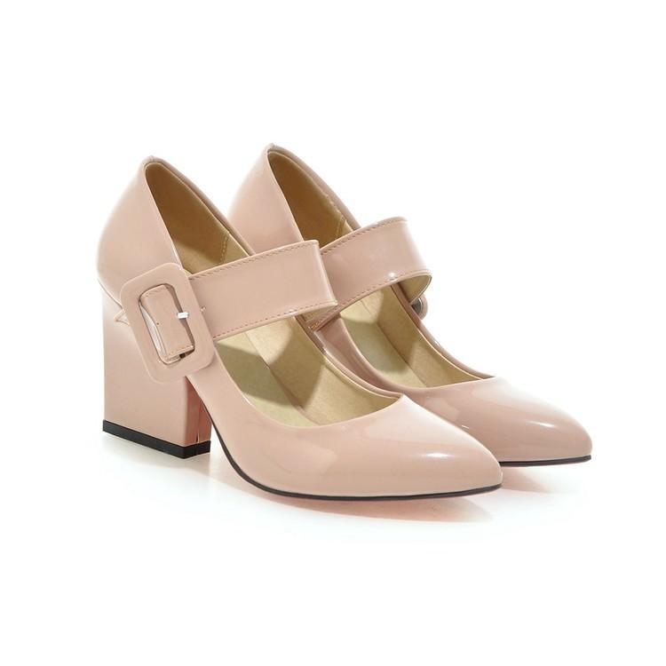 Girls's Pointed High Heeled Chunky Pumps
