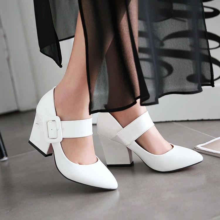 Girls's Pointed High Heeled Chunky Pumps