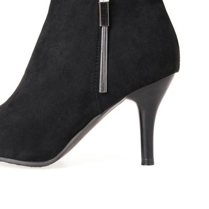 Pointed Toe Zipper Stiletto Women's High Heeled Ankle Boots