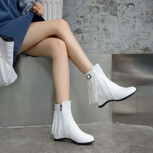 Women Rhinestone Tassel Wedges Short Boots Winter Shoes