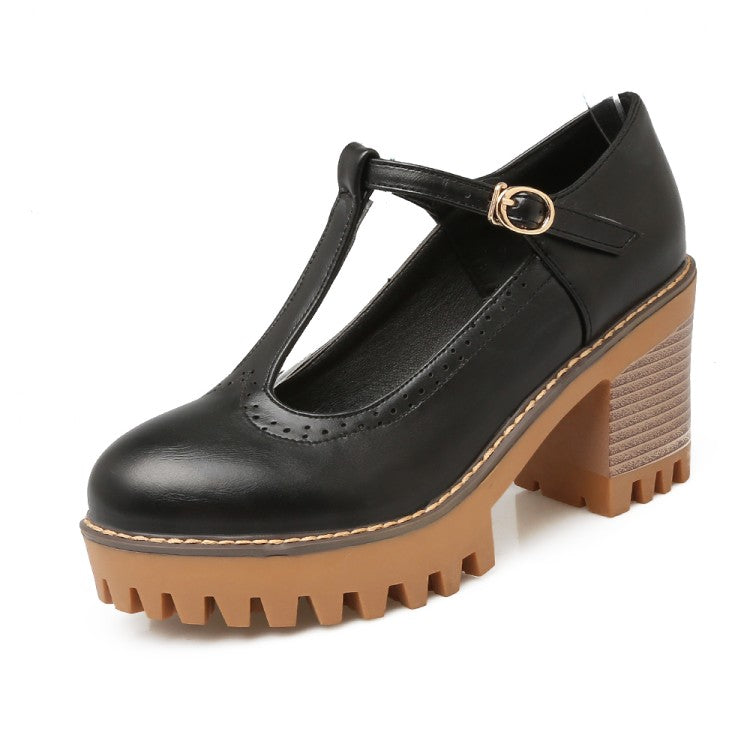 Bow Platform Medium Chunky Heel Shoes for Woman 7815 – meetfun
