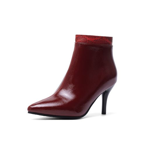 Pointed Toe Zip Women's High Heeled Ankle Boots