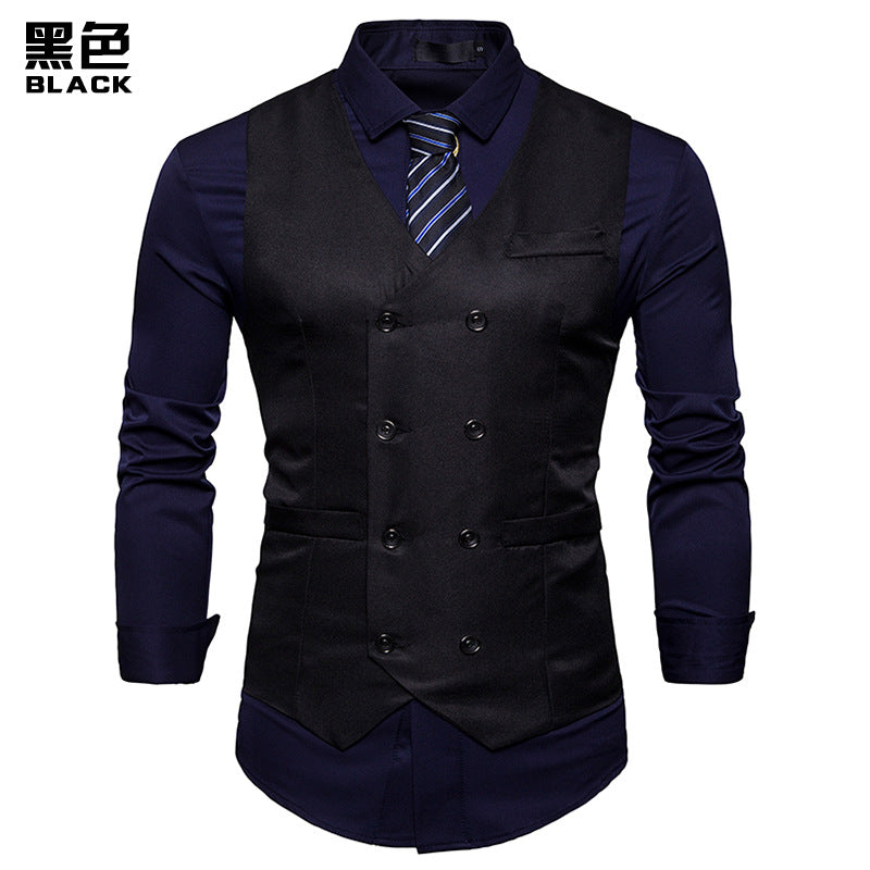 Men's Fashion Double Breasted Gentleman Suit Casual Vest