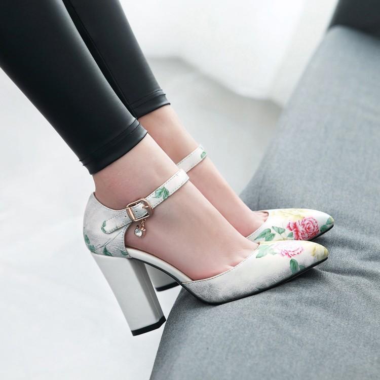Ankle Strap Thick-heeled Sandal National Style Super High Heelss Shoes Woman