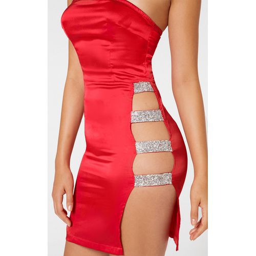 Wild Girl Sexy Sequined Side Slit Tube Top Women's Dresses