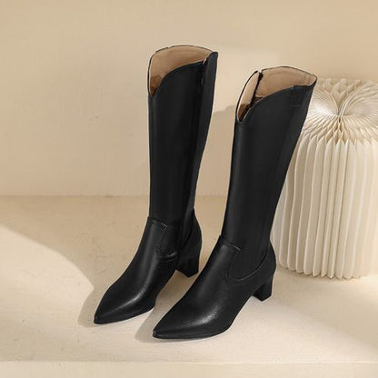 Pointed Toe Women High Heel Knee High Boots