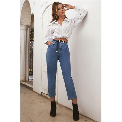 Fashion All-matched High Waist Denim Long Women Jeans