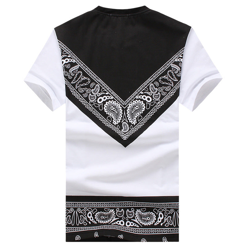 Men's Round Neck Fashion Short Sleeves Ethnic Printing All-Matching T-shirt
