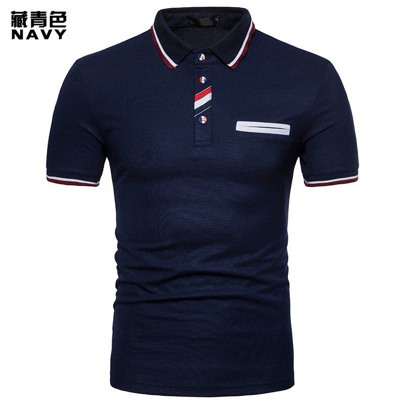 Men's Button Color Block Short Sleeves T-shirt