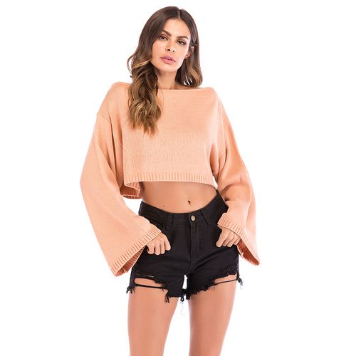 Sexy Collar Short Sweater Women's Spring New Loose Sweater