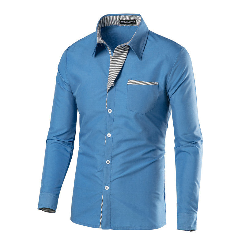 American Casual Style Shirt Long Sleeves Slimming Cotton Shirt Collar Elasticated Slimming Cotton Shirt For Men 8261