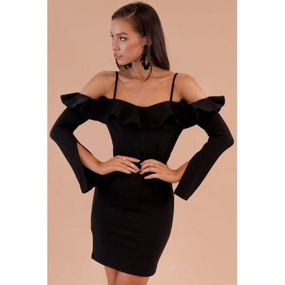 Shoulder Lace-up Flounce Slim Packet Buttock Short Women's Dresses