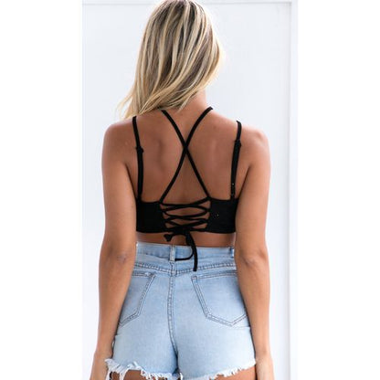 Sexy Tied-band Halter Leahter Slings Women Tank Tops