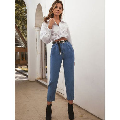 Fashion All-matched High Waist Denim Long Women Jeans