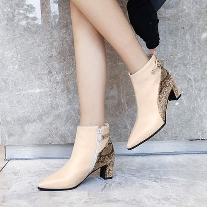 Pointed Toe Buckle Zip Women's High Heeled Ankle Boots