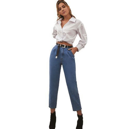 Fashion All-matched High Waist Denim Long Women Jeans