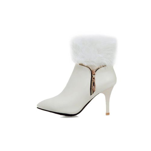 Women Pointed Toe High Heels Short Boots Winter Shoes