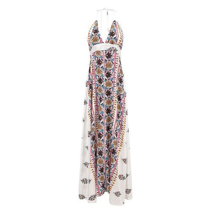 Dsexy Beach Holiday Halter Print Women's Dresses