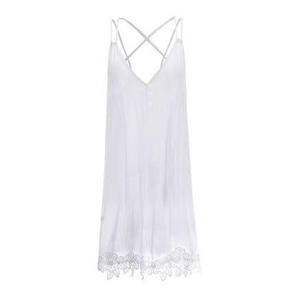 Fashion Shoulder Lace-up V-neck Sexy Split Joint Lace Women's Dresses